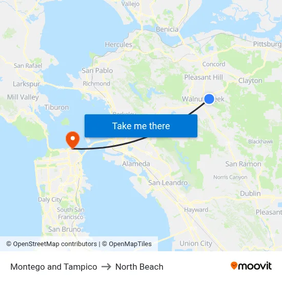 Montego and Tampico to North Beach map