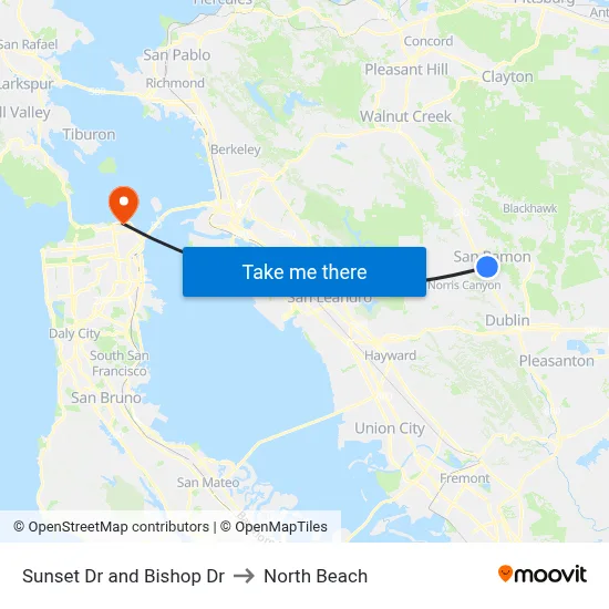 Sunset Dr and Bishop Dr to North Beach map