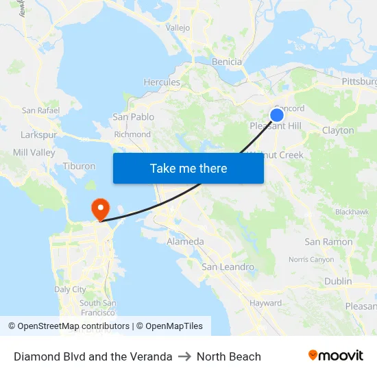 Diamond Blvd and the Veranda to North Beach map