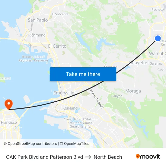 OAK Park Blvd and Patterson Blvd to North Beach map