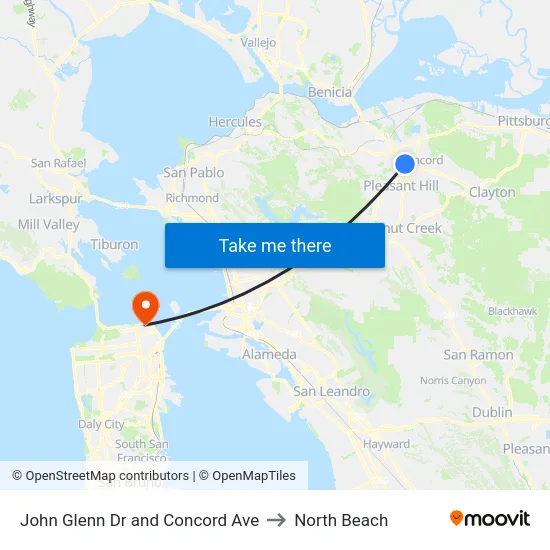John Glenn Dr and Concord Ave to North Beach map