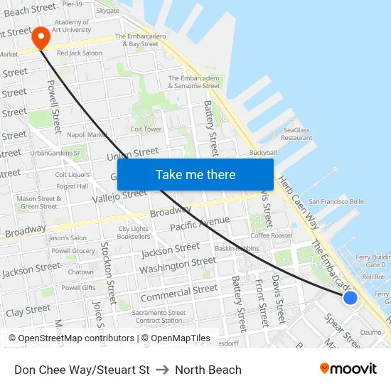 Don Chee Way/Steuart St to North Beach map