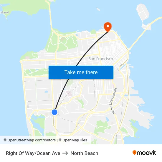Right Of Way/Ocean Ave to North Beach map