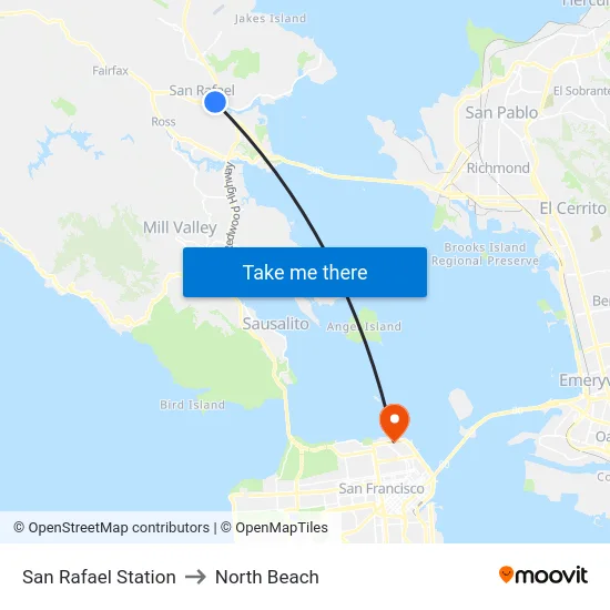 San Rafael Station to North Beach map