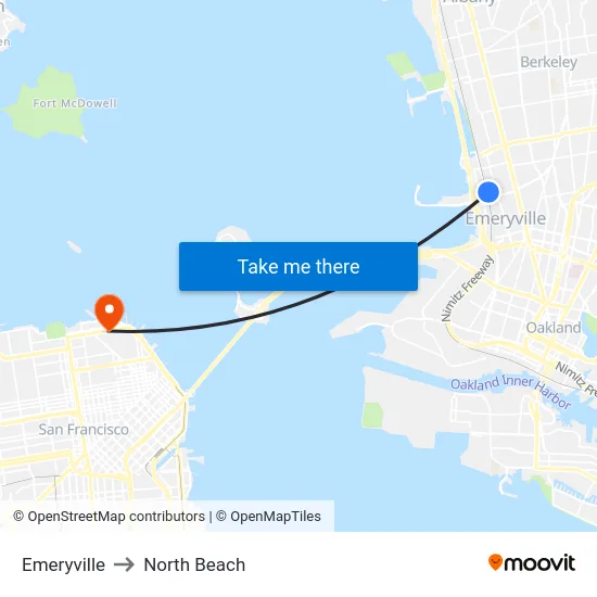 Emeryville to North Beach map