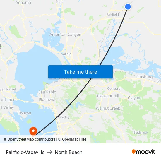 Fairfield-Vacaville to North Beach map