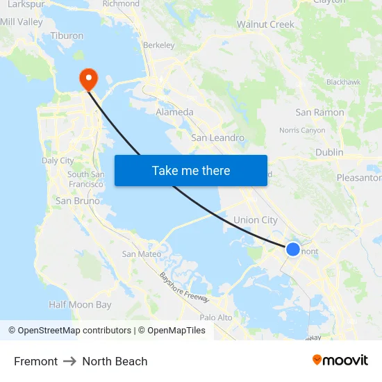 Fremont to North Beach map