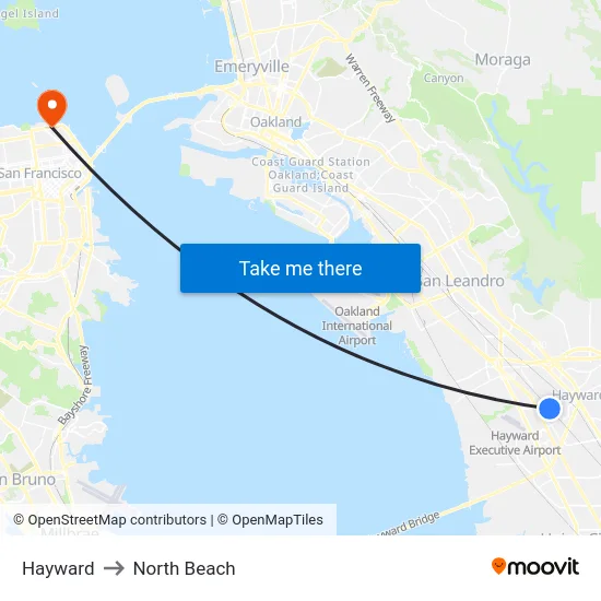 Hayward to North Beach map