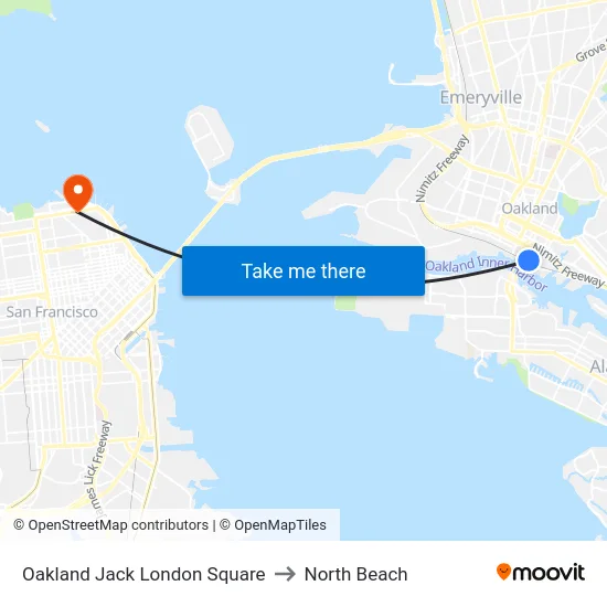 Oakland Jack London Square to North Beach map