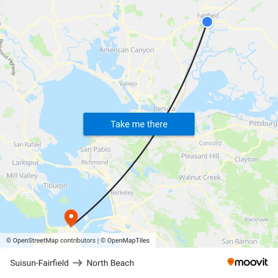 Suisun-Fairfield to North Beach map