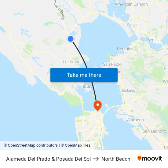 Alameda Del Prado & Posada Del Sol to North Beach map