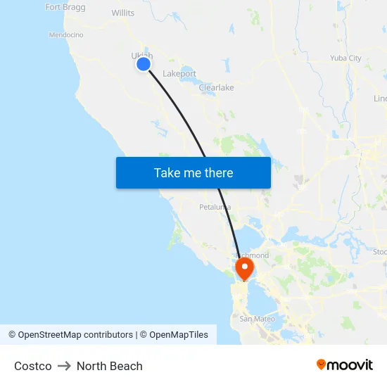 Costco to North Beach map