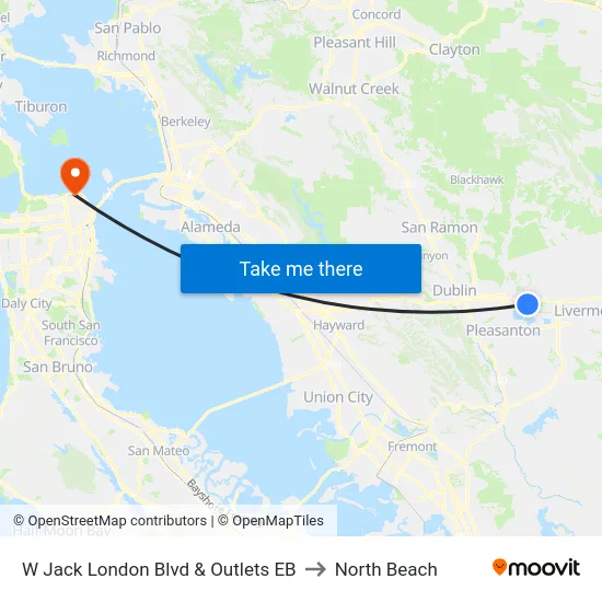 W Jack London Blvd & Outlets EB to North Beach map