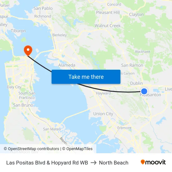Las Positas Blvd & Hopyard Rd WB to North Beach map