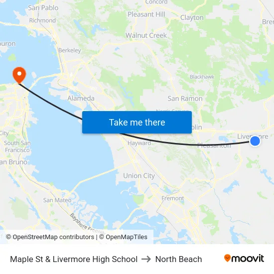 Maple St & Livermore High School to North Beach map