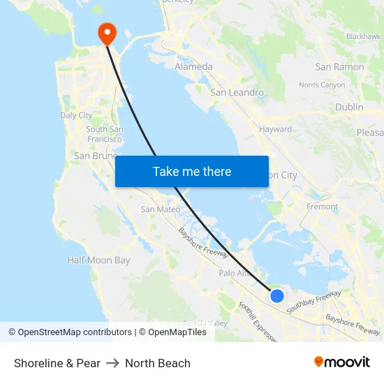 Shoreline & Pear to North Beach map