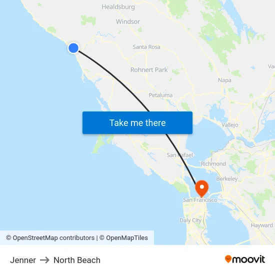 Jenner to North Beach map