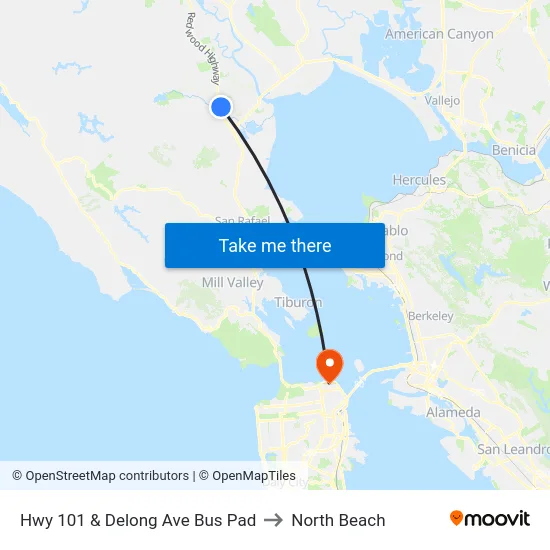 Hwy 101 & Delong Ave Bus Pad to North Beach map