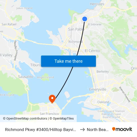 Richmond Pkwy #3400/Hilltop Bayview to North Beach map