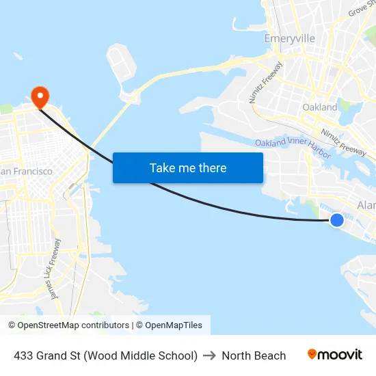 433 Grand St (Wood Middle School) to North Beach map