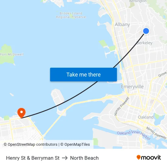 Henry St & Berryman St to North Beach map