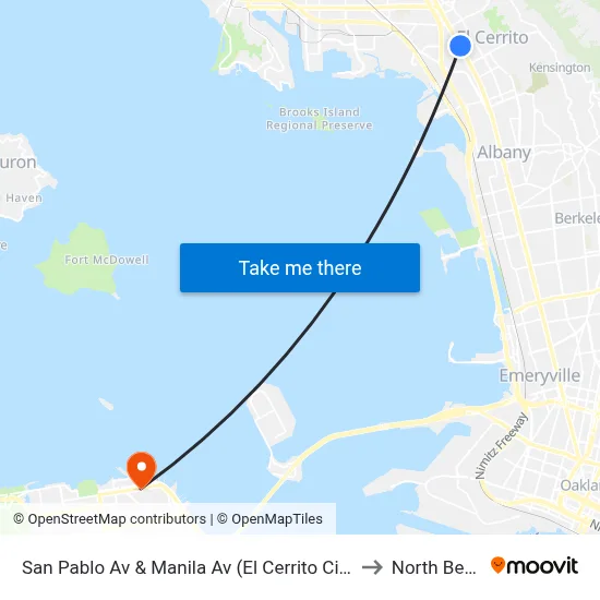 San Pablo Av & Manila Av (El Cerrito City Hall) to North Beach map