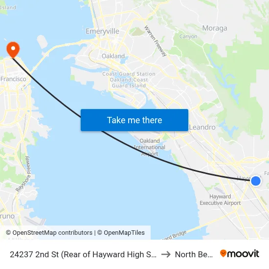 24237 2nd St (Rear of Hayward High School) to North Beach map
