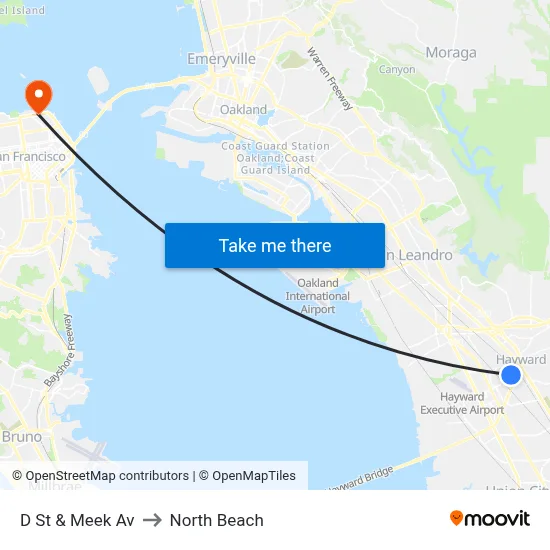 D St & Meek Av to North Beach map