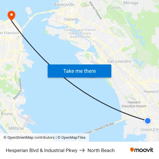 Hesperian Blvd & Industrial Pkwy to North Beach map