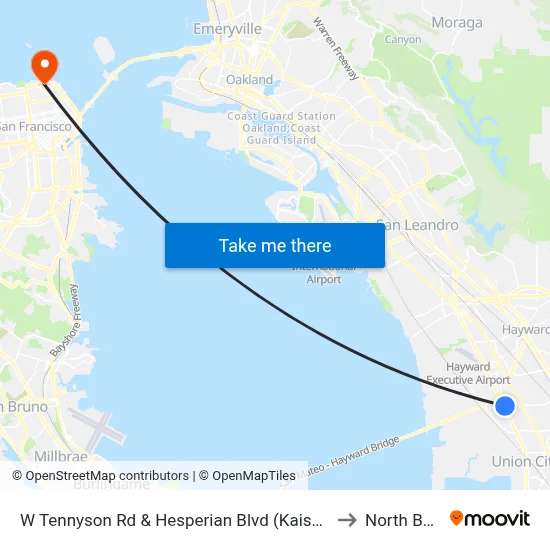 W Tennyson Rd & Hesperian Blvd (Kaiser Hospital) to North Beach map