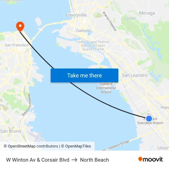 W Winton Av & Corsair Blvd to North Beach map