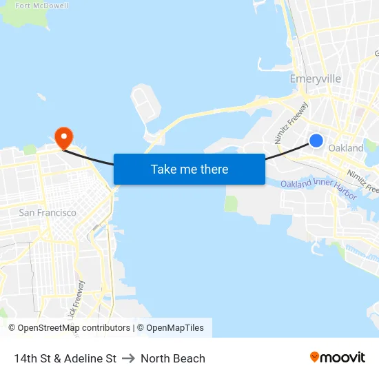 14th St & Adeline St to North Beach map