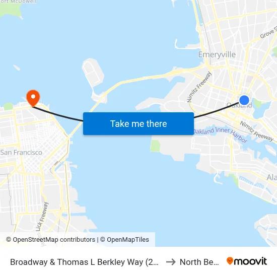 Broadway & Thomas L Berkley Way (20th St) to North Beach map