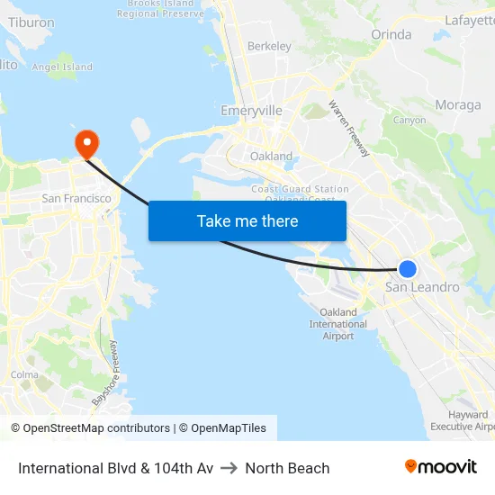 International Blvd & 104th Av to North Beach map