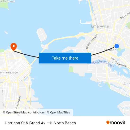 Harrison St & Grand Av to North Beach map