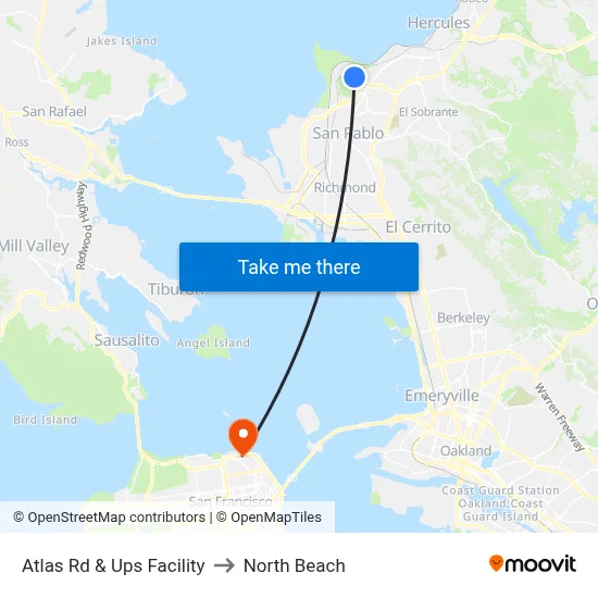 Atlas Rd & Ups Facility to North Beach map