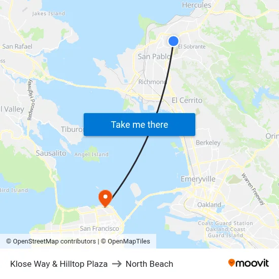 Klose Way & Hilltop Plaza to North Beach map