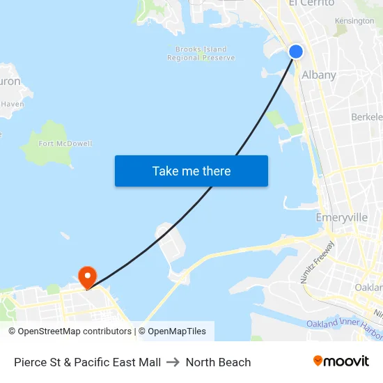 Pierce St & Pacific East Mall to North Beach map
