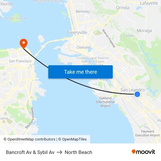 Bancroft Av & Sybil Av to North Beach map