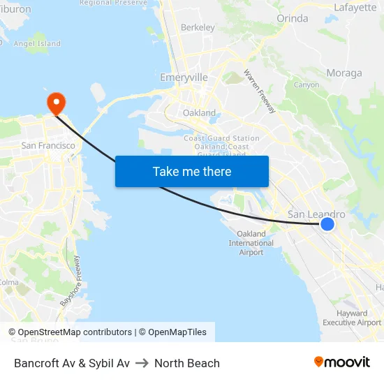 Bancroft Av & Sybil Av to North Beach map