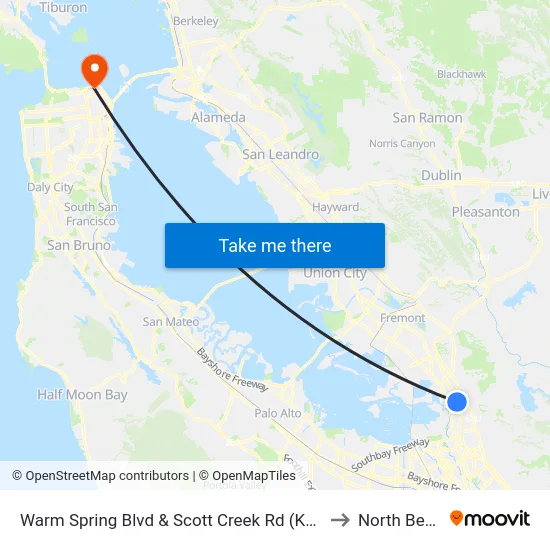 Warm Spring Blvd & Scott Creek Rd (Kato Rd) to North Beach map