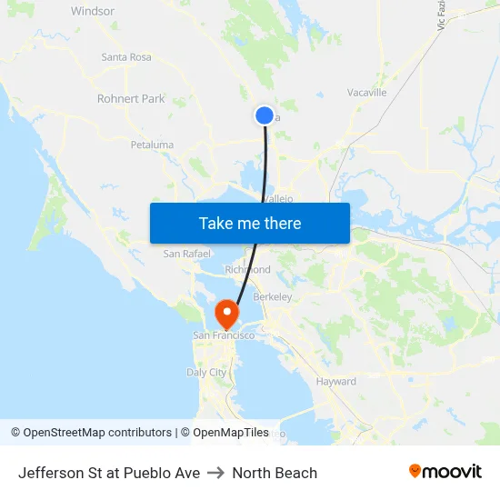 Jefferson St at Pueblo Ave to North Beach map