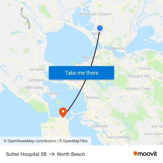 Sutter Hospital SB to North Beach map