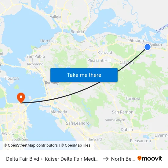 Delta Fair Blvd + Kaiser Delta Fair Medical Offices to North Beach map