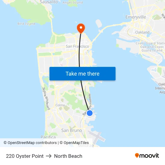 220 Oyster Point to North Beach map