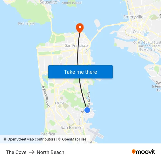 The Cove to North Beach map