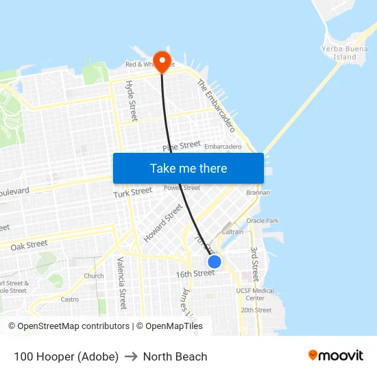 100 Hooper (Adobe) to North Beach map