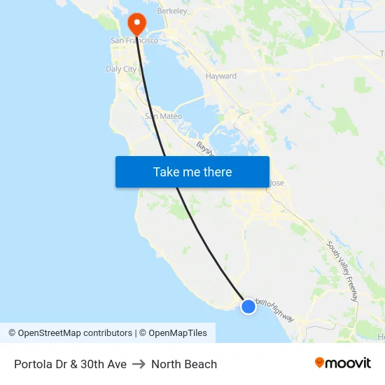 Portola Dr & 30th Ave to North Beach map