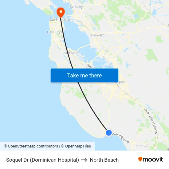 Soquel Dr (Dominican Hospital) to North Beach map