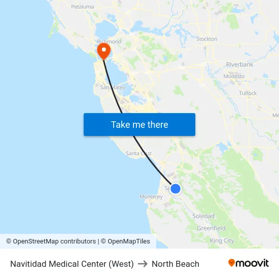 Navitidad Medical Center (West) to North Beach map